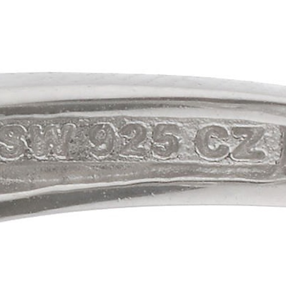 QVC Epiphany Platinum Clad Diamonique Blue 5 Stone Ring. 0069 - Picture 2 of 4